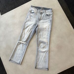 Mother Crop Step Fray Denim, Size 25, Gray